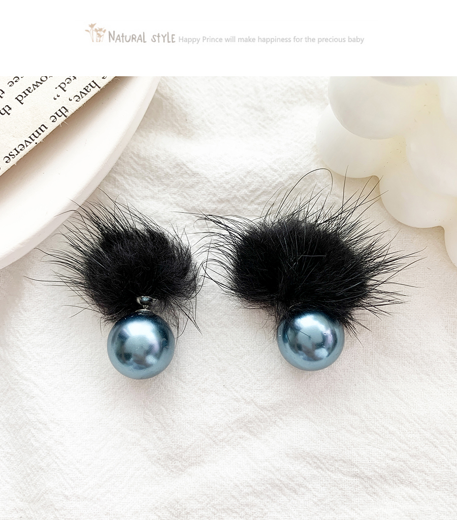 Fashion Blue Alloy Pearl Plush Stud Earrings,Stud Earrings