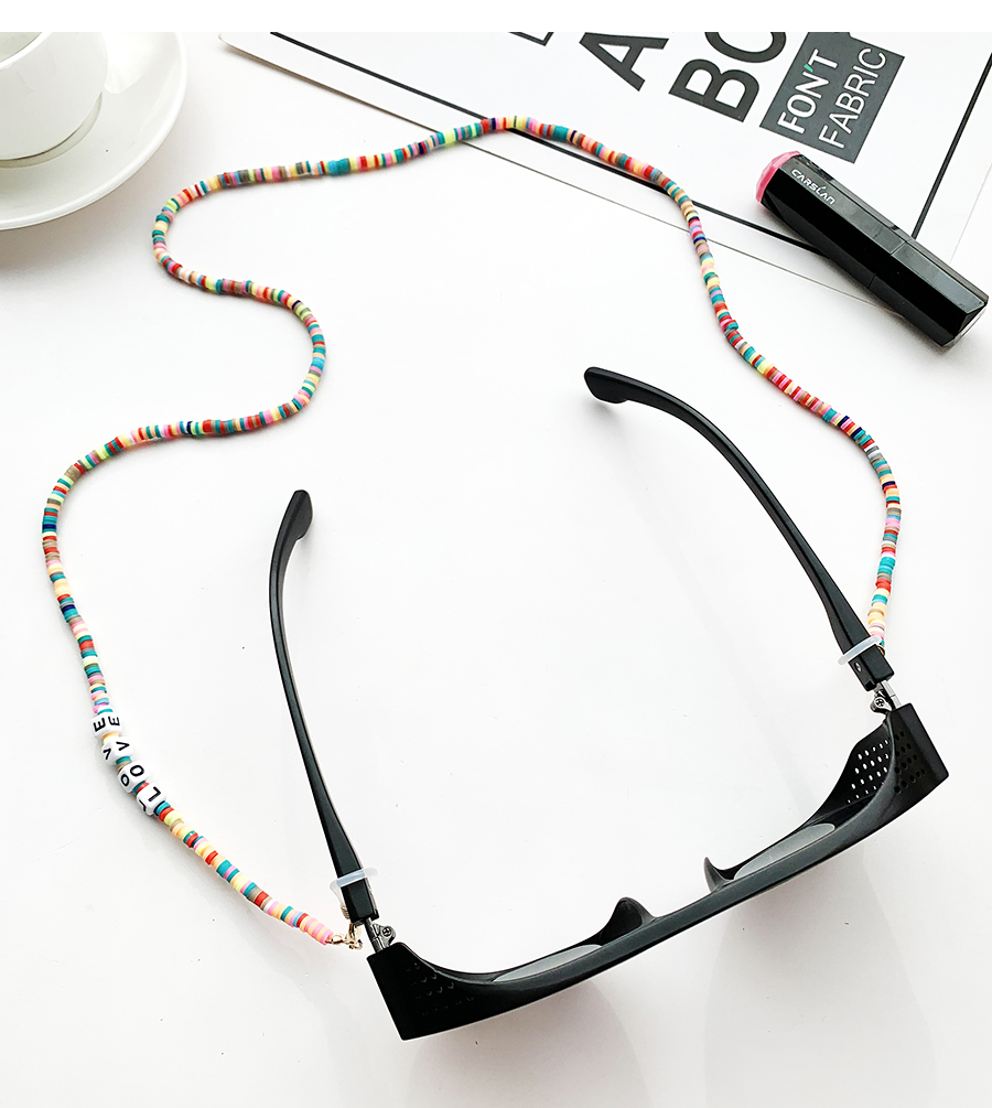 Fashion Color Letter Soft Ceramic Piece Mask Lanyard Glasses Chain Necklace Bracelet Multi-purpose Shape,Sunglasses Chain