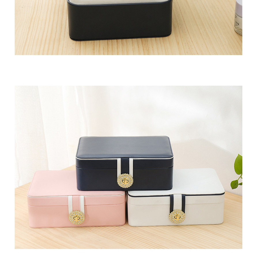 Fashion Navy Blue Double-layer Pu Large-capacity Jewelry Storage Box,Jewelry Packaging & Displays