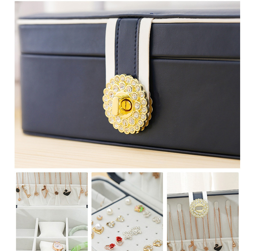Fashion Lotus Color Double-layer Pu Large-capacity Jewelry Storage Box,Jewelry Packaging & Displays
