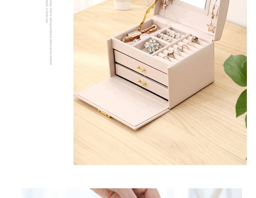 Fashion Watermelon Red Three-layer Pu Leather Double Drawer Jewelry Box,Jewelry Packaging & Displays