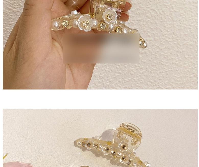 Fashion 6-medium Grabbing Clip Resin Pearl Flower Catch Clip,Hair Claws