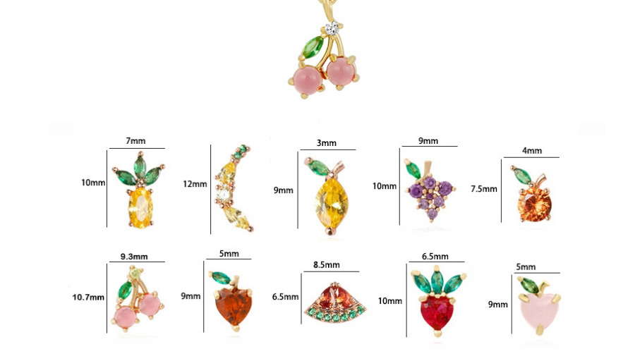 Fashion Peach Color Zirconium Cherry Peach Fruit Necklace,Necklaces