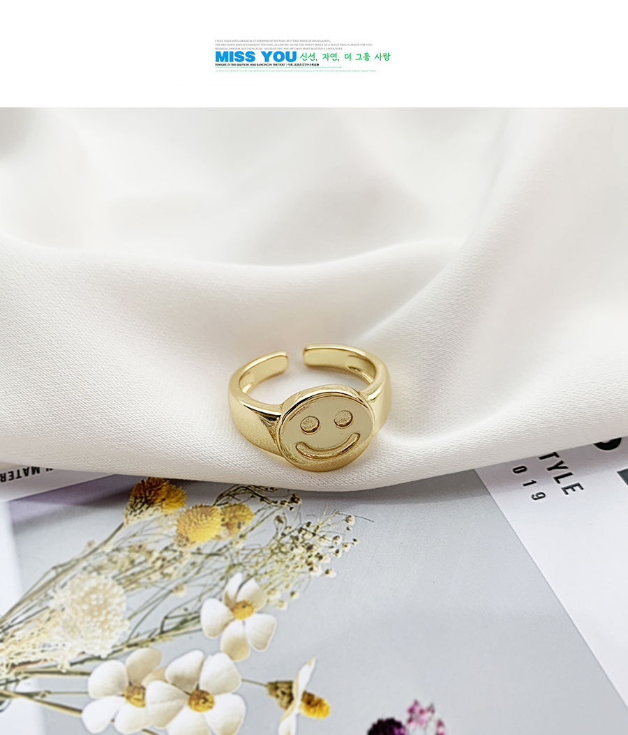 Fashion Golden Copper Smiley Ring,Rings