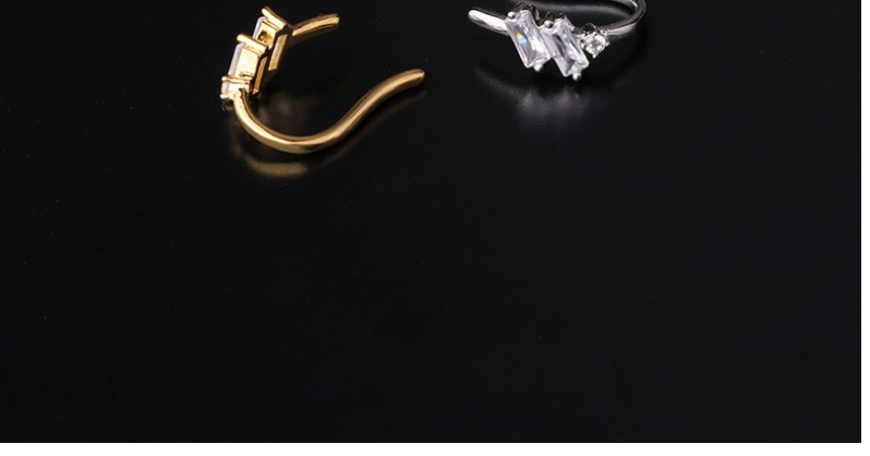 Fashion Silver Copper Inlaid Zircon Ear Bone Clip Single,Clip & Cuff Earrings