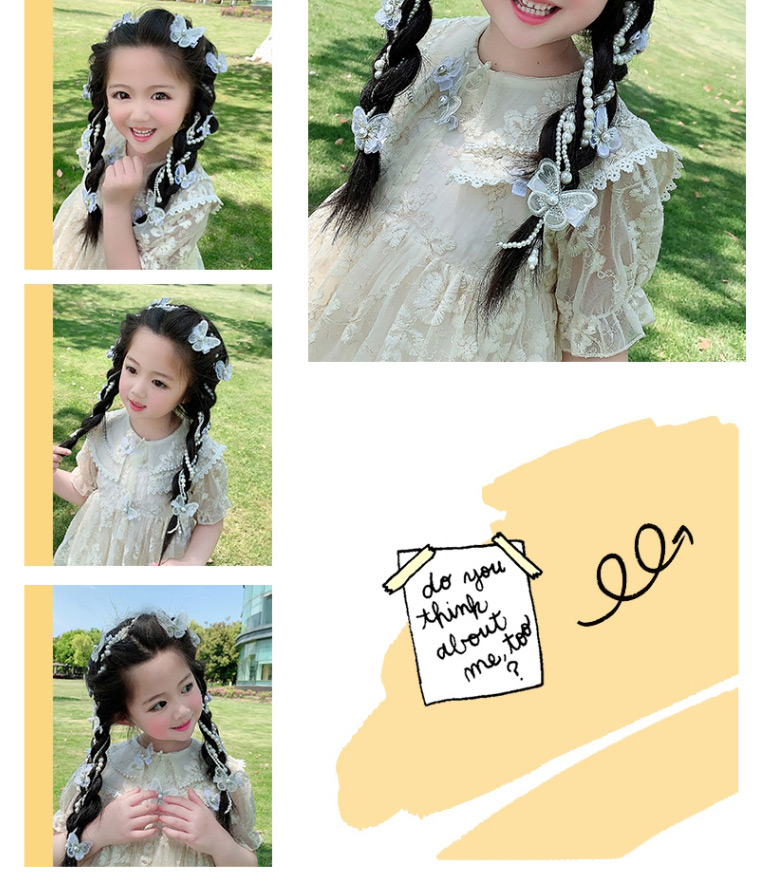 Fashion 2#combination Of Pearls Butterfly Pearl Braided Hair Chain,Kids Accessories