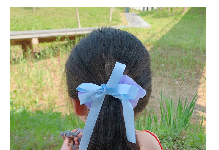 Fashion Sky Blue Bow Ribbon Hair Tie,Kids Accessories