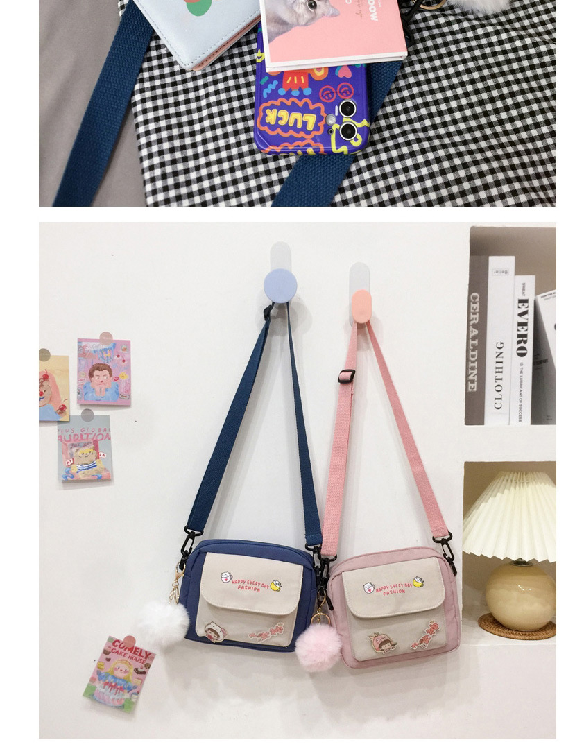 Fashion Pink Without Plush Pendant Canvas Print Crossbody Bag,Shoulder bags
