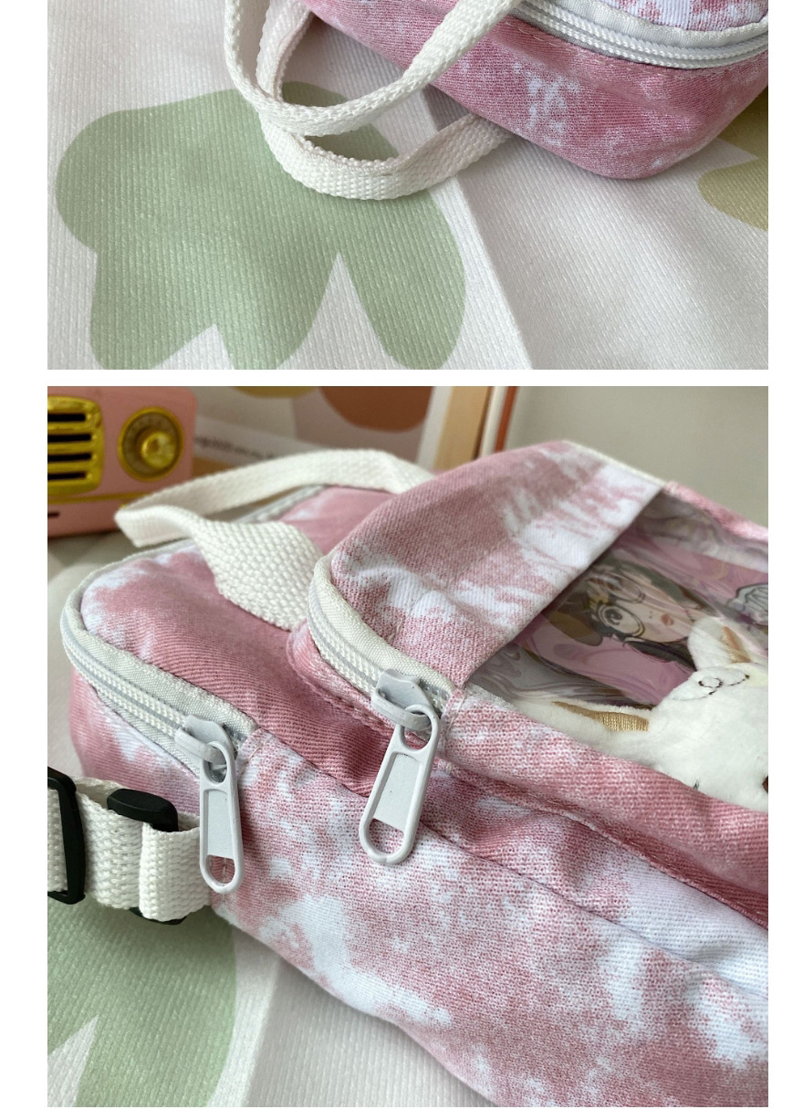 Fashion Pink Canvas Bunny Tie-dye Crossbody Bag,Shoulder bags
