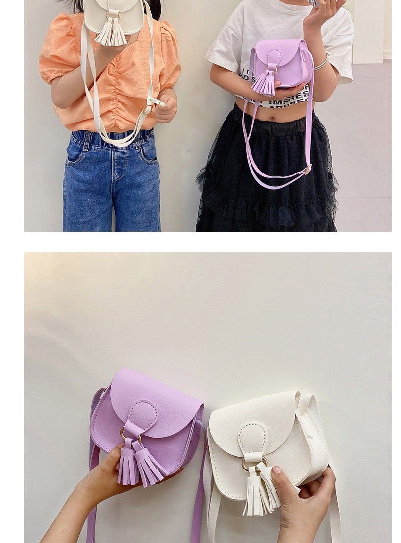 Fashion Purple Fringed Solid Color Flap Crossbody Bag,Shoulder bags