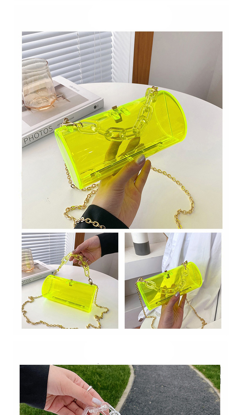 Fashion Yellow Transparent Acrylic Thick Chain Cylinder Crossbody Bag,Shoulder bags