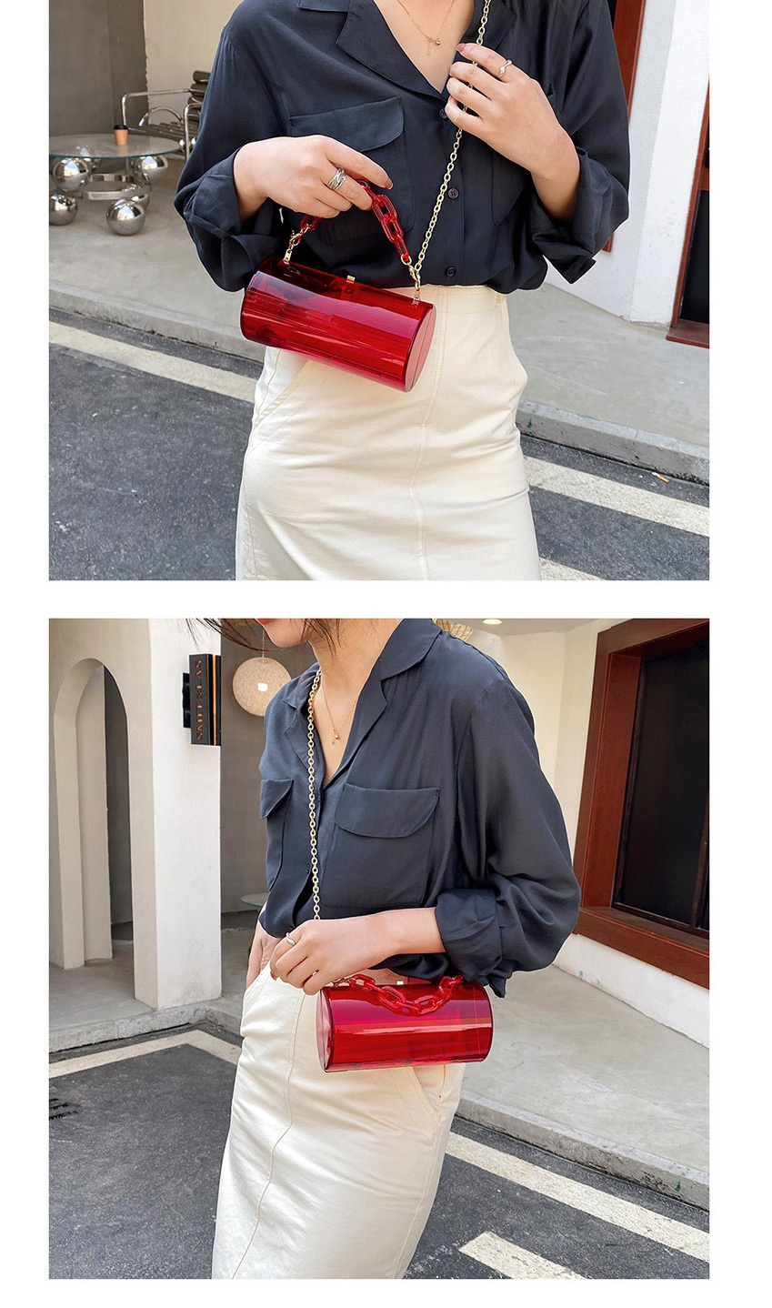 Fashion Black Transparent Acrylic Thick Chain Cylinder Crossbody Bag,Shoulder bags