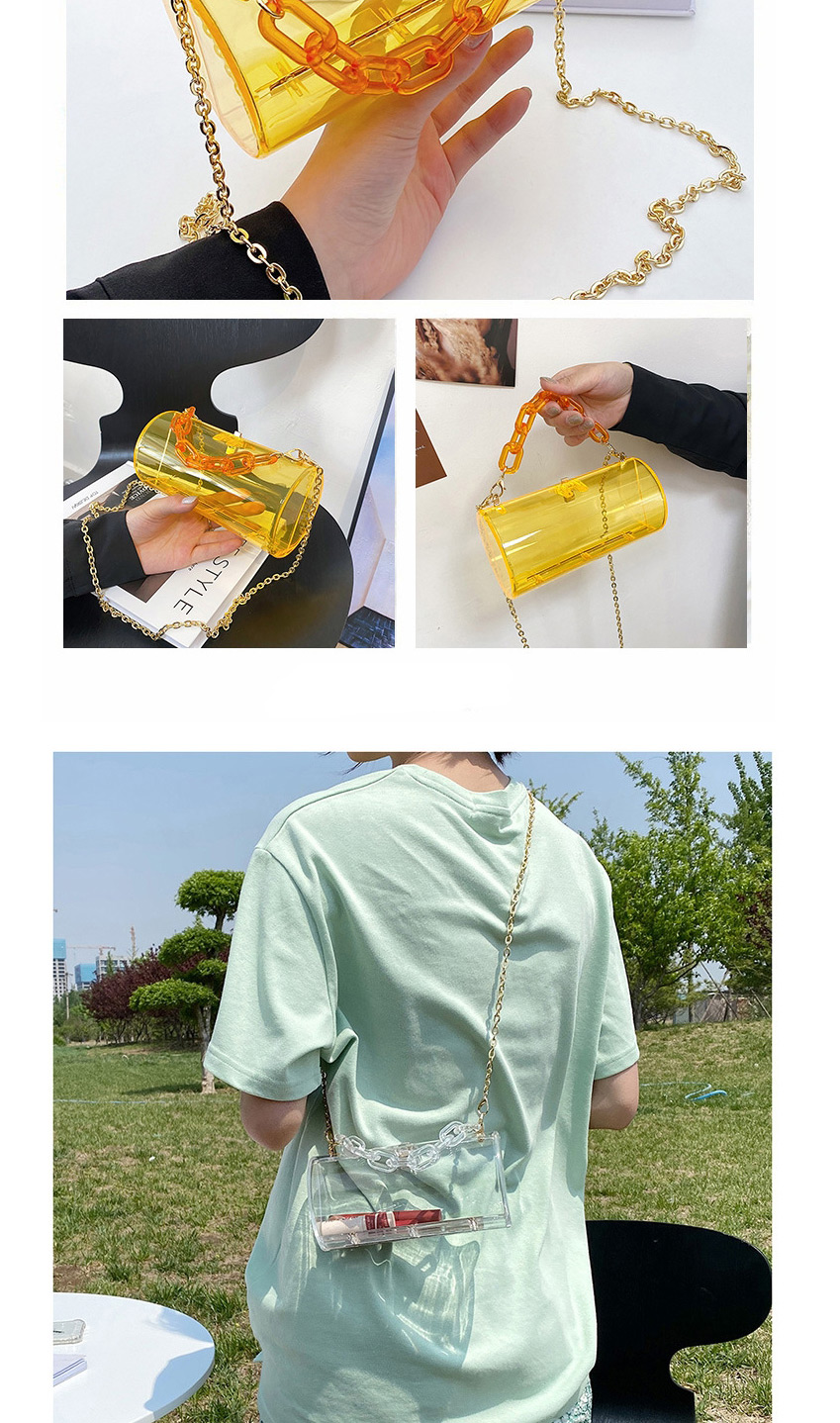 Fashion Orange Transparent Acrylic Thick Chain Cylinder Crossbody Bag,Shoulder bags