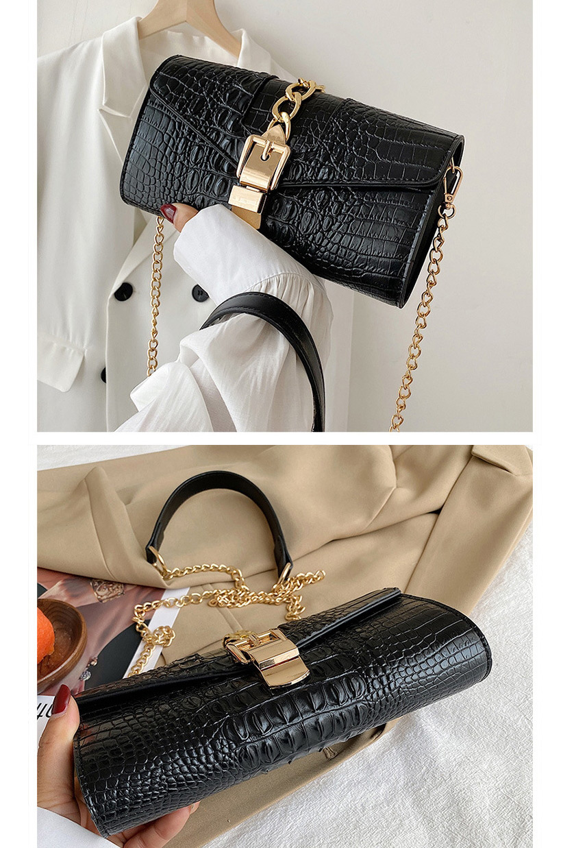 Fashion Black Crocodile Chain Crossbody Bag,Shoulder bags