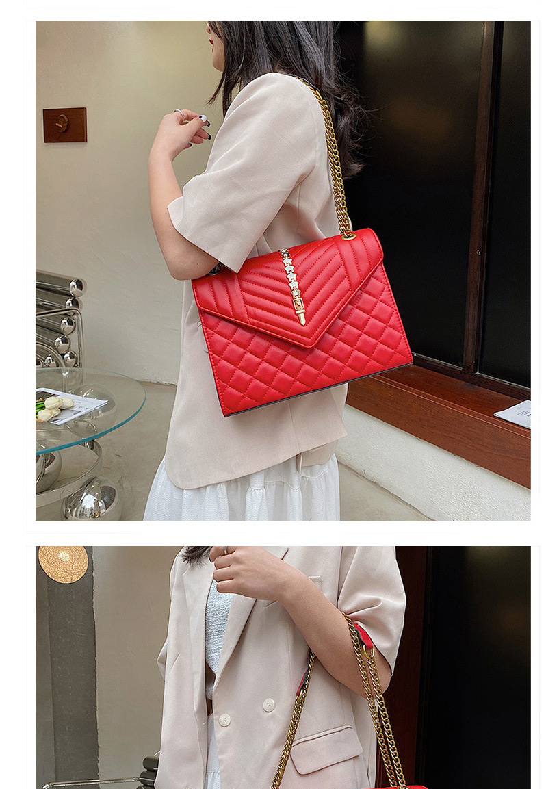 Fashion Red Tuba Lingge Large Capacity Pu Shoulder Messenger Bag,Shoulder bags