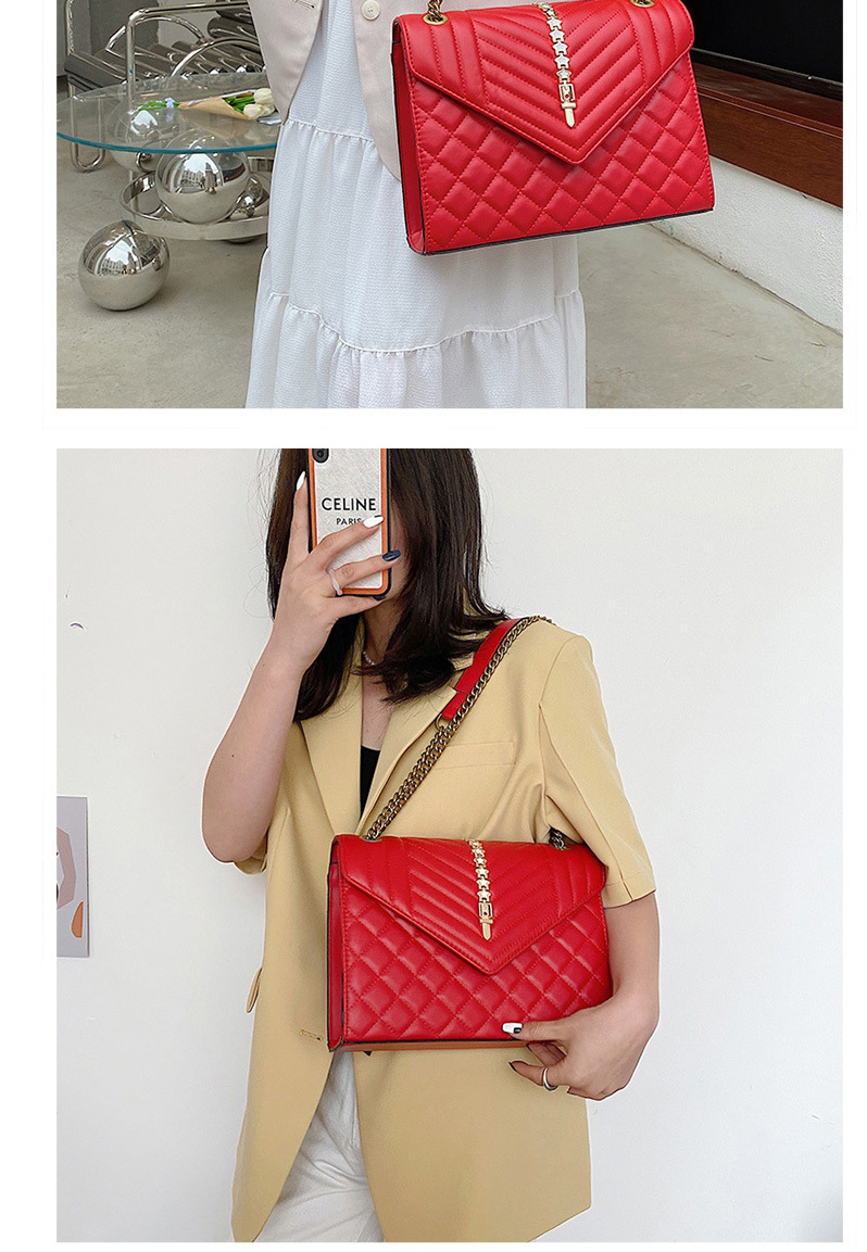 Fashion Red Trumpet Lingge Large Capacity Pu Shoulder Messenger Bag,Shoulder bags