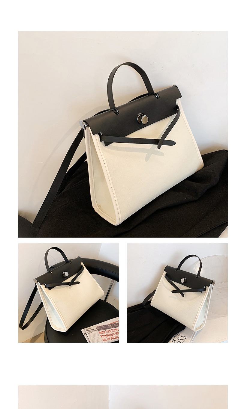 Fashion Black With White Contrast Stitching Shoulder Messenger Bag,Shoulder bags
