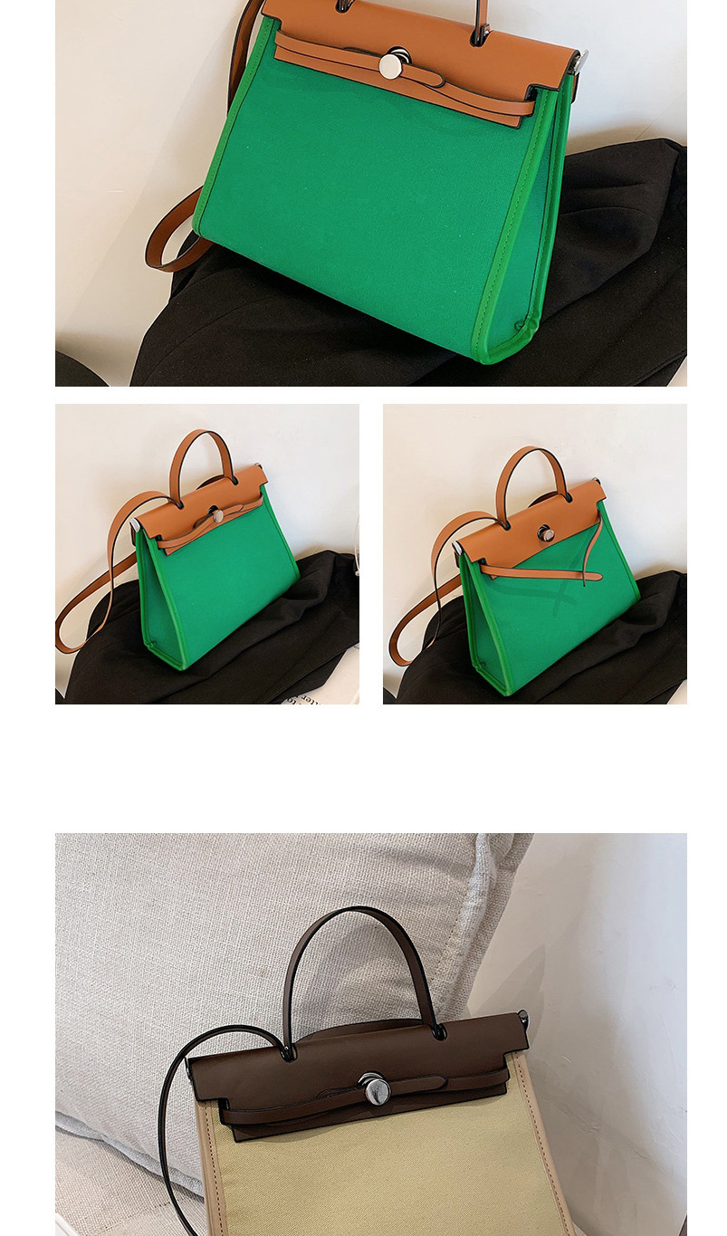 Fashion Brown With Green Contrast Stitching Shoulder Messenger Bag,Shoulder bags