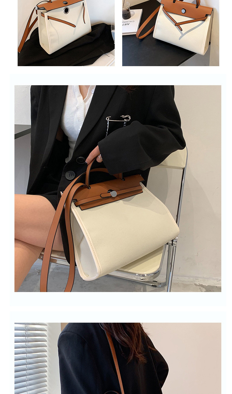 Fashion Black With White Contrast Stitching Shoulder Messenger Bag,Shoulder bags