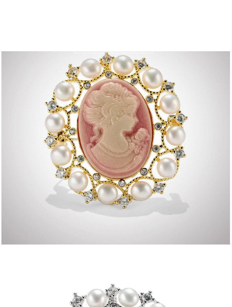 Fashion Gold And White Shell Beads Cameo Embossed Pearl Brooch,Korean Brooches