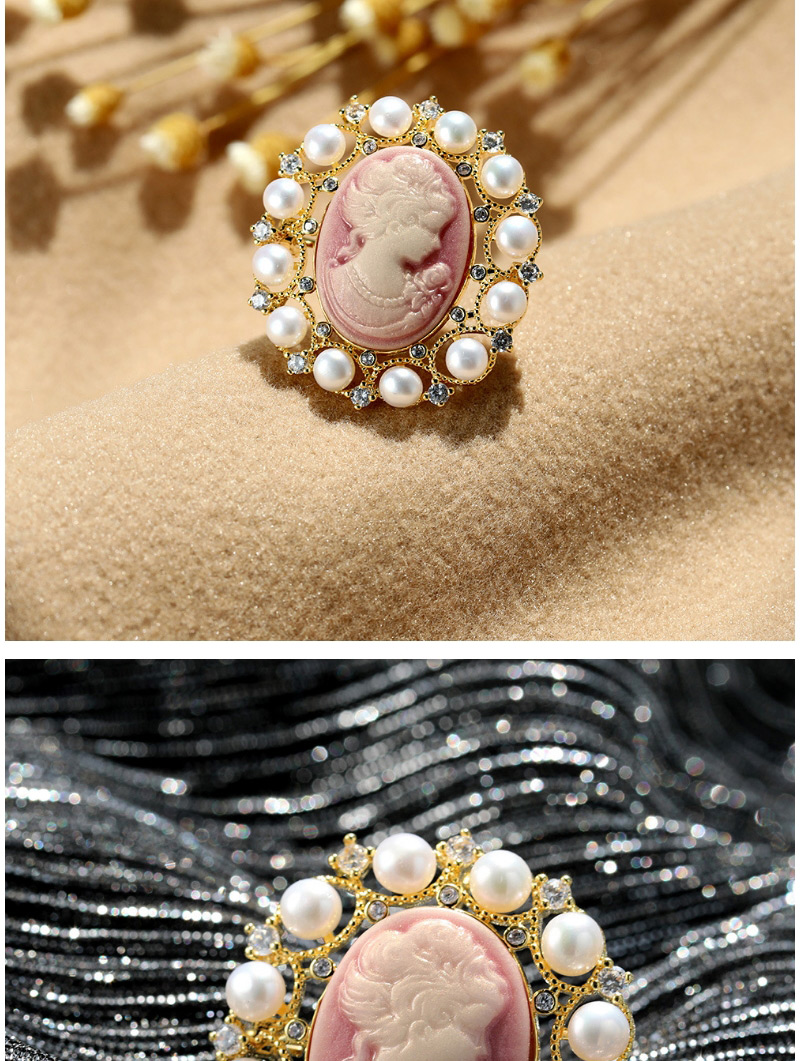 Fashion Silver Color White Freshwater Copper Zircon Cameo Embossed Pearl Brooch,Fashion Brooches
