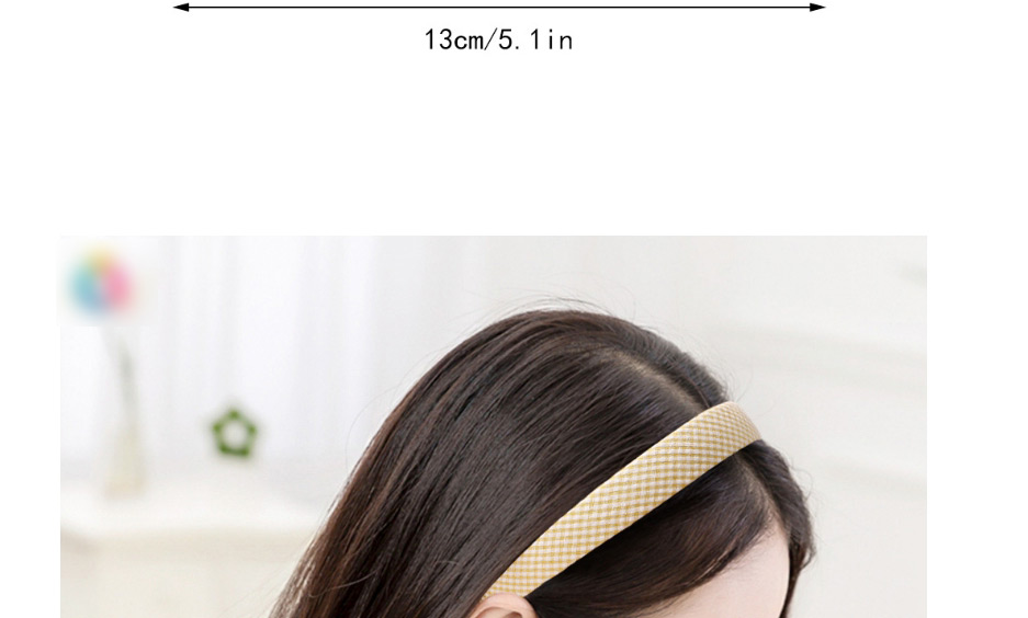 Fashion Pastoral Style Headband-plaid Yellow Floral Plaid Solid Color Headband,Head Band