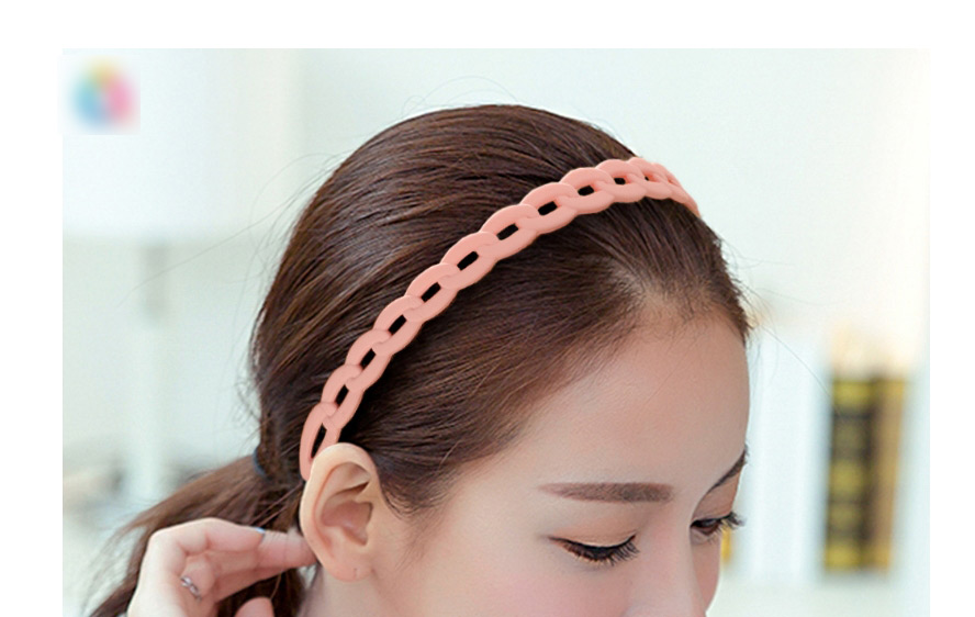 Fashion Chain-turmeric Pure Color Wave Twist Chain Resin Headband,Head Band
