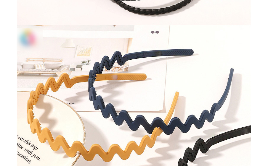 Fashion Chain-turmeric Pure Color Wave Twist Chain Resin Headband,Head Band