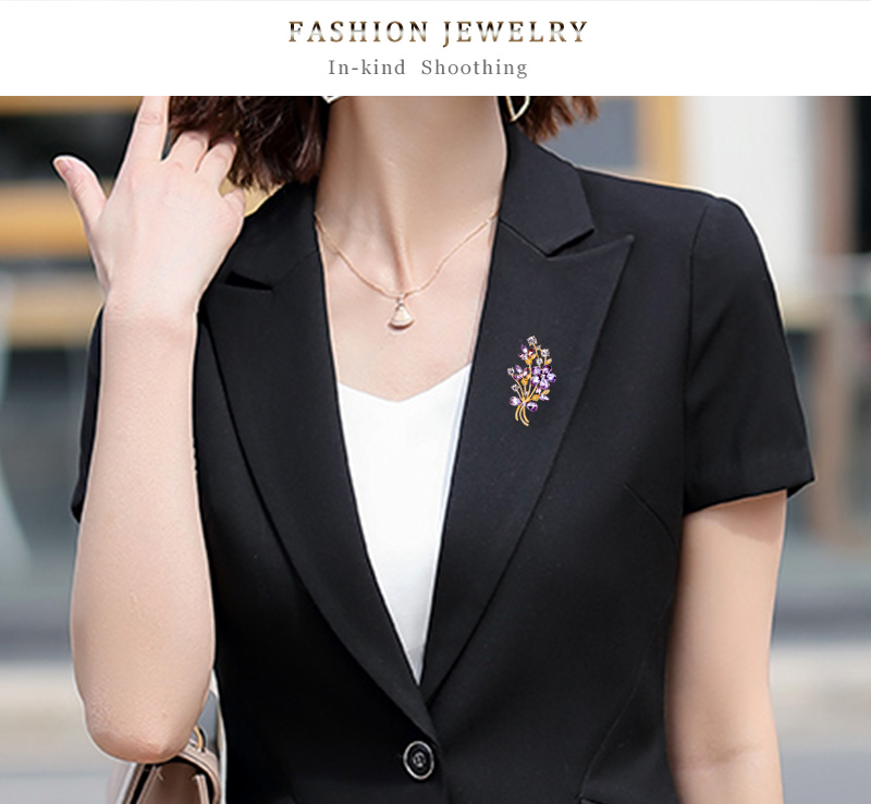Fashion Kc Gold Color Alloy Diamond Flower Brooch,Korean Brooches