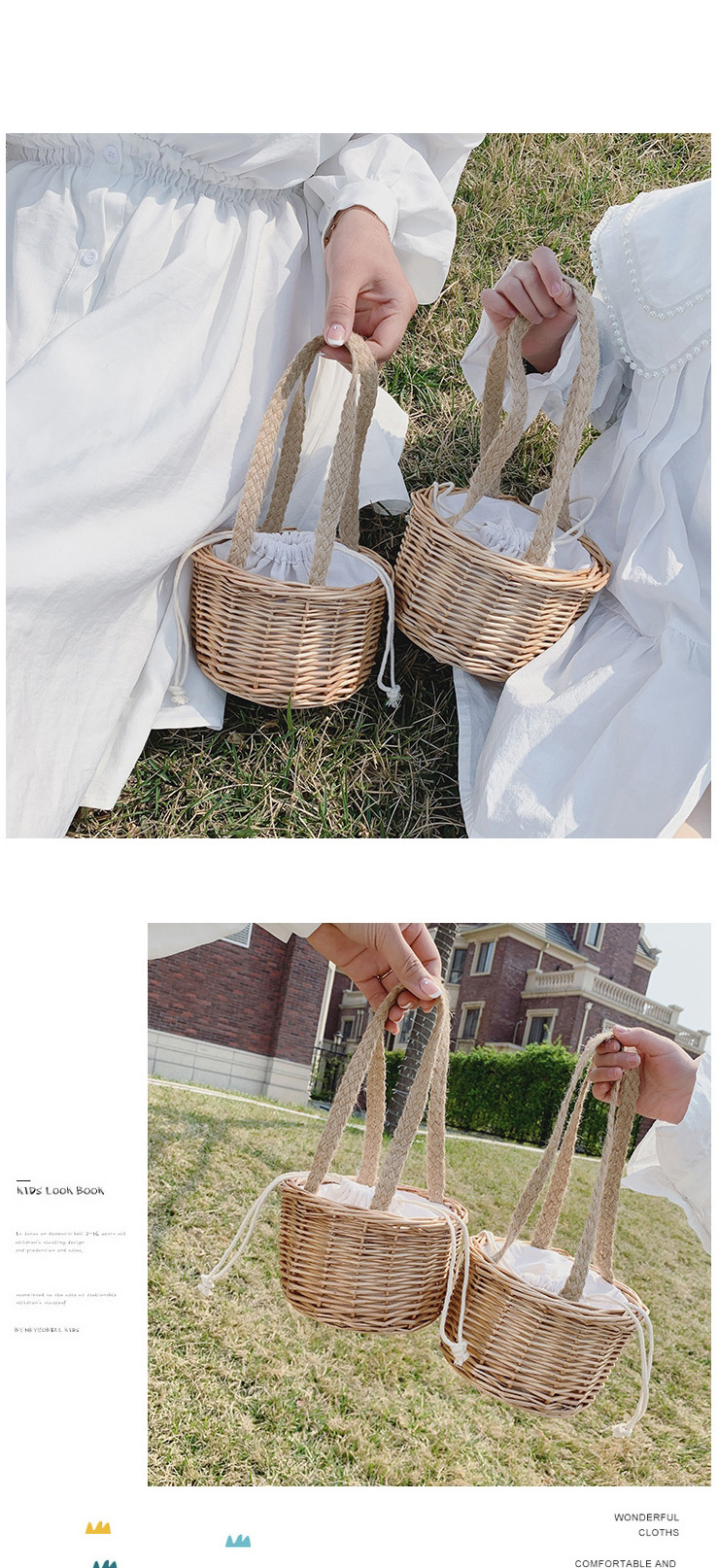 Fashion Photo Color Bamboo Woven Flower Basket Handbag,Handbags