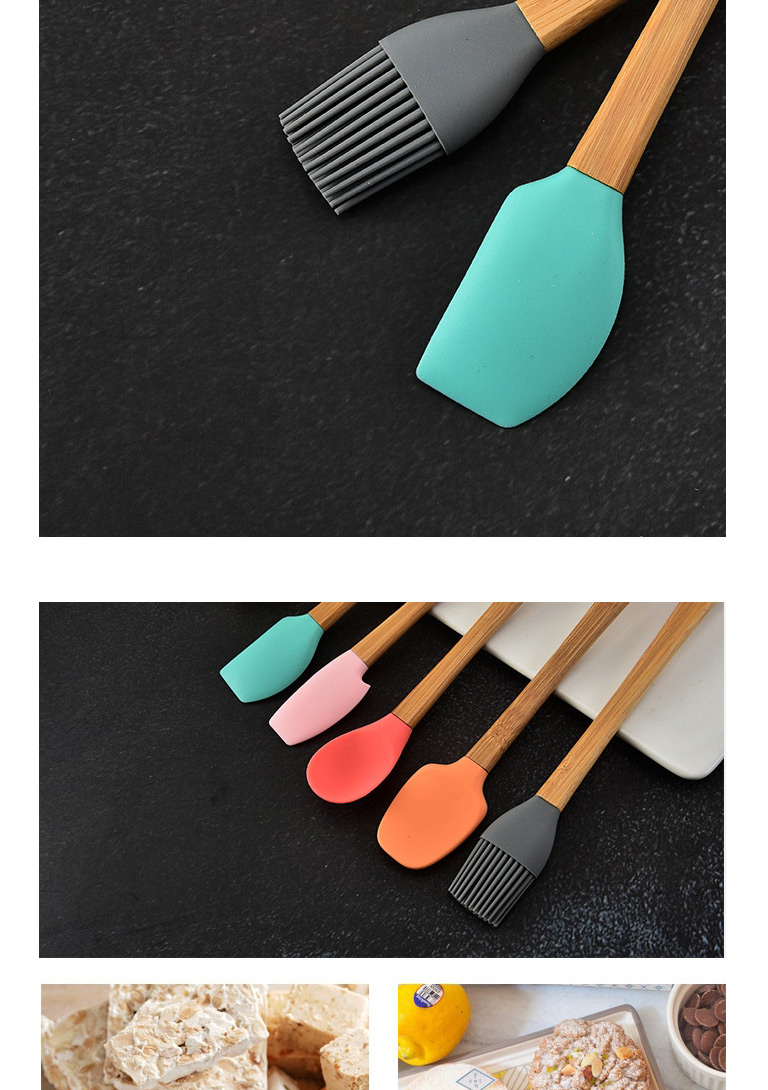 Fashion Five-piece Plastic Handle Spatula Silicone Baking Tool Set,Kitchen