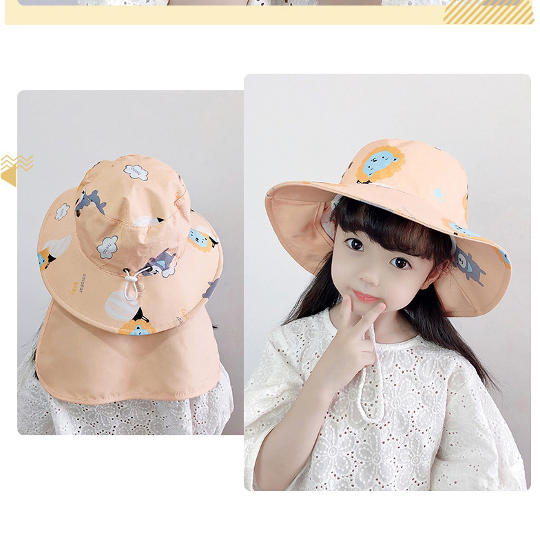 Fashion Orange Children Shawl Print Sun Hat,Children
