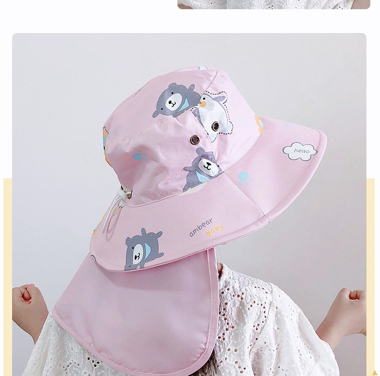 Fashion Pink Children Shawl Print Sun Hat,Children