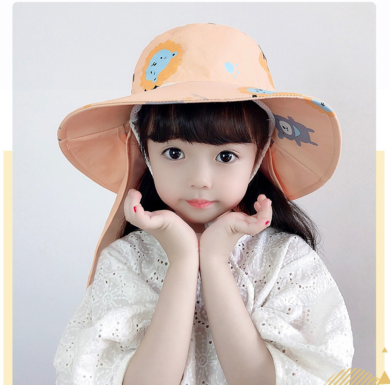 Fashion Orange Children Shawl Print Sun Hat,Children