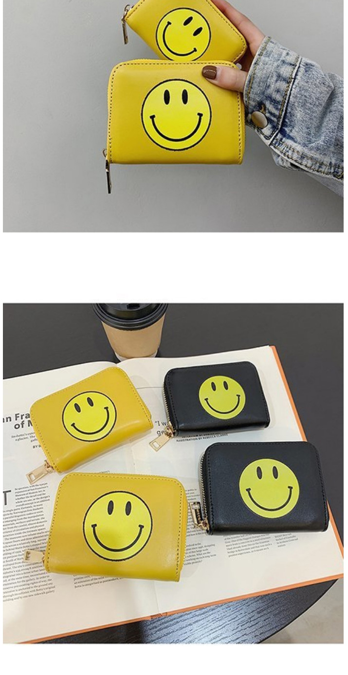 Fashion Black Card Holder Zipper Short Smiley Wallet,Wallet