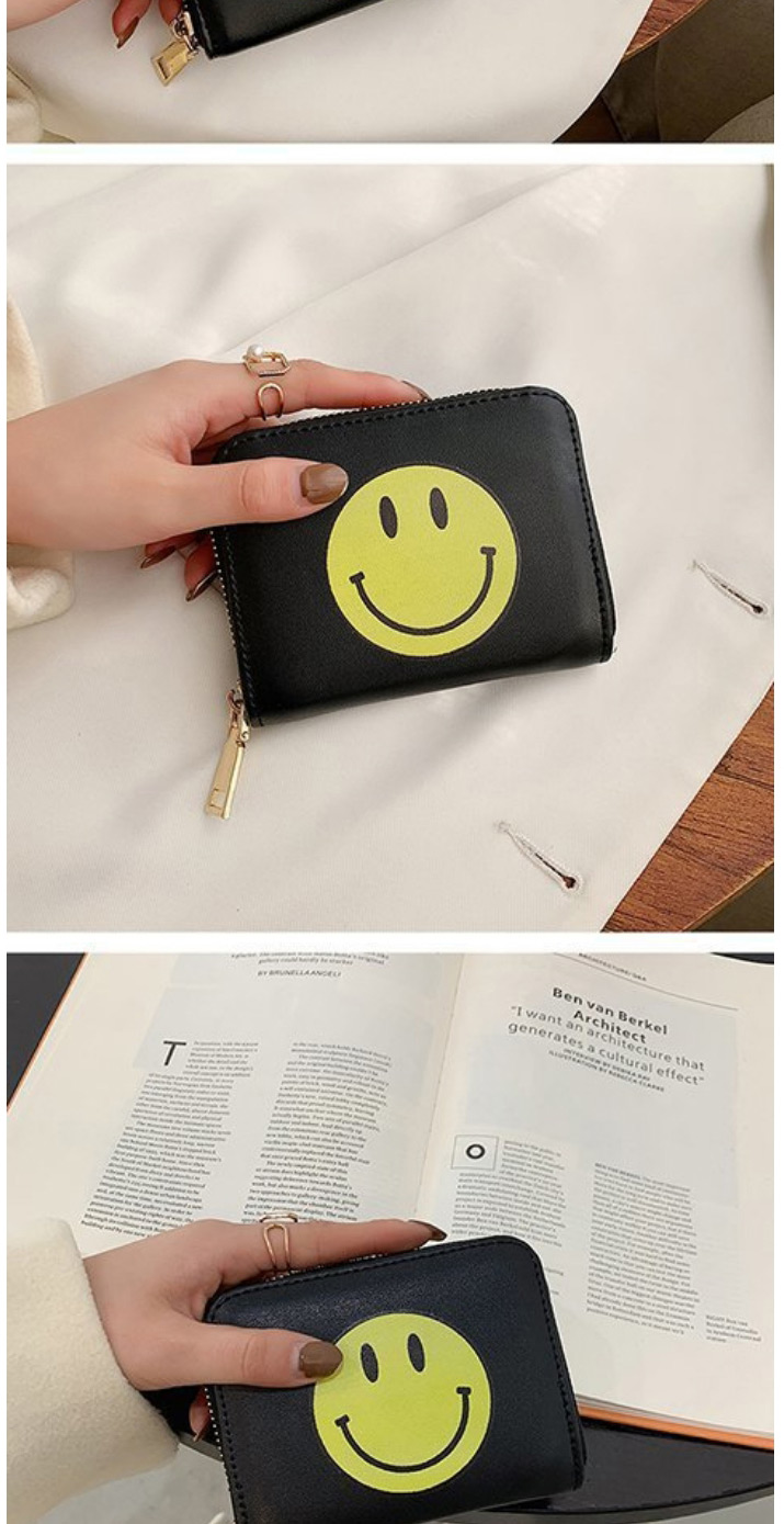 Fashion Yellow Card Holder Zipper Short Smiley Wallet,Wallet