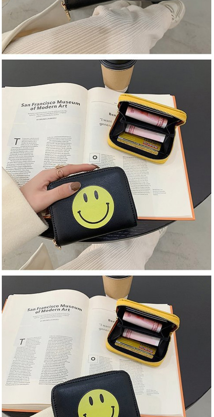 Fashion Yellow Card Holder Zipper Short Smiley Wallet,Wallet