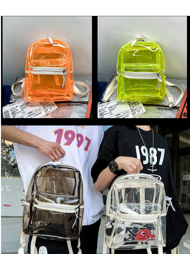 Fashion Coffee Color Pvc Transparent Backpack,Backpack