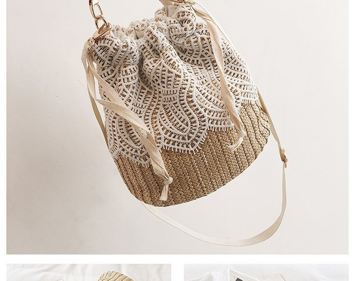Fashion Flowers Straw Lace One-shoulder Messenger Handbag,Handbags