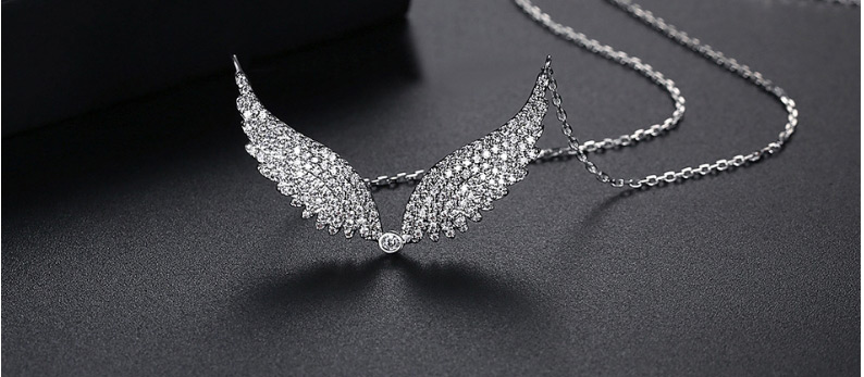 Fashion Platinum Glazed Angel Wing Necklace,Necklaces