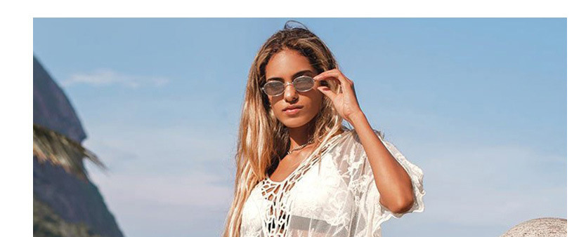 Fashion White Crochet Hollow Lace Sunscreen Blouse,Sunscreen Shirts