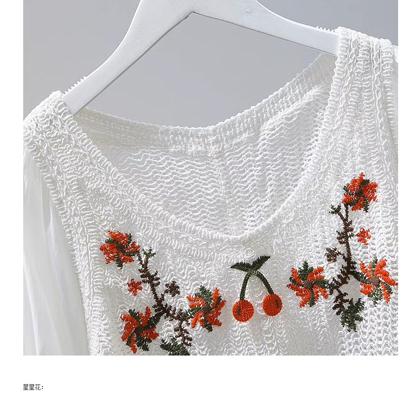 Fashion Star Flower Apricot Hollow Crochet Lace Chiffon Shirt,Tank Tops & Camis