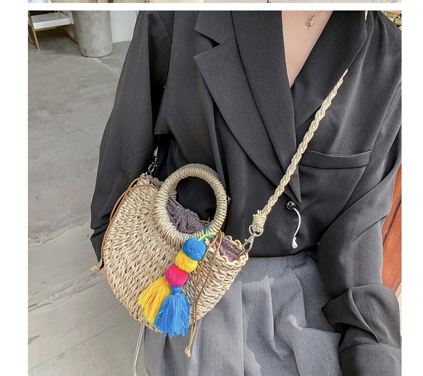 Fashion Beige Straw Crossbody Handbag,Handbags