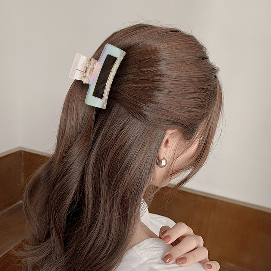 Fashion Transparent Ab Color Hairpin-large Cross Transparent Square Hollow Twist Cross Grasping Clip,Hair Claws