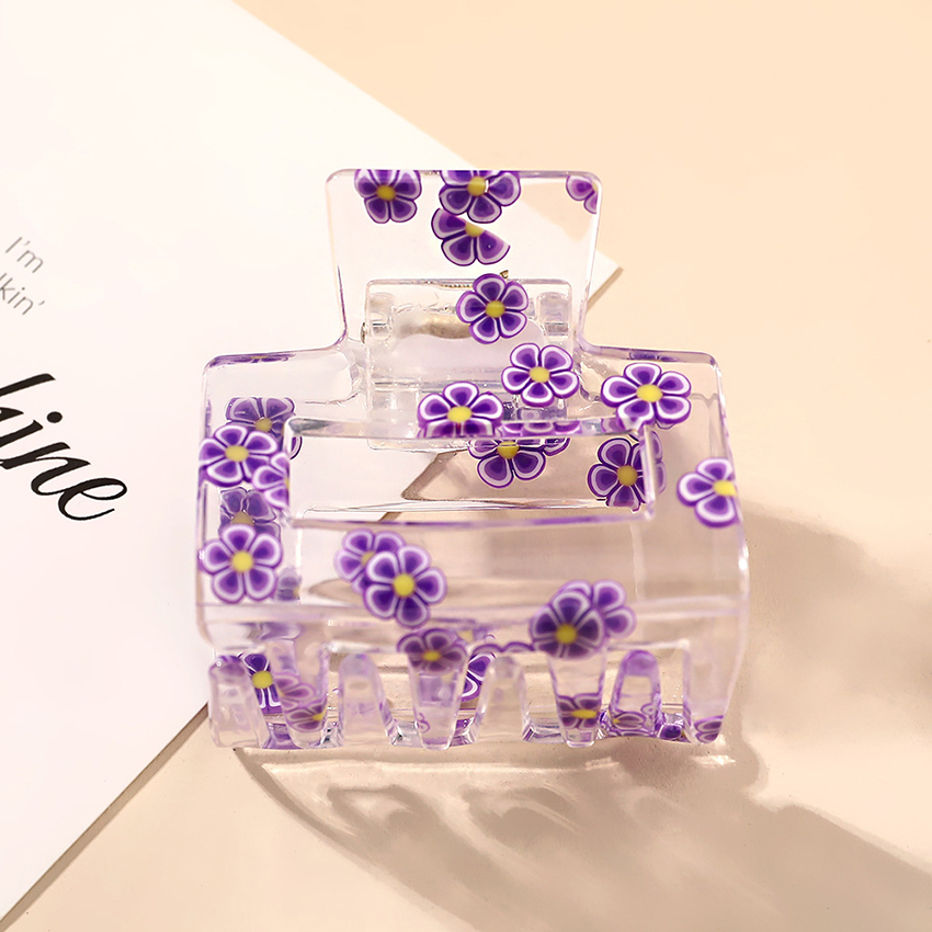 Fashion Flower Clip-small Square Lavender Purple Plate Hair Fruit Flower Catch Folder,Hair Claws