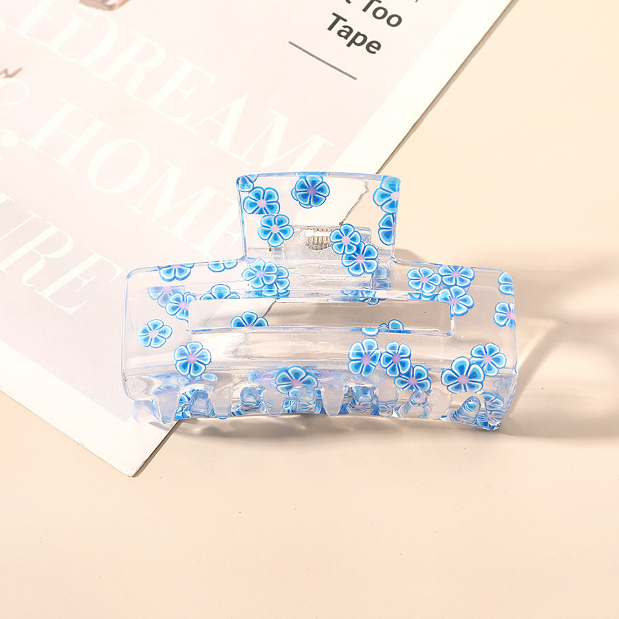 Fashion Flower Clip-medium Square Blue Fruit And Flower Plate Hair Clip,Hair Claws