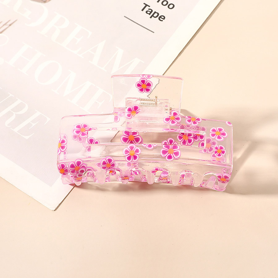 Fashion Flower Clip-medium Square Pink Fruit And Flower Plate Hair Clip,Hair Claws