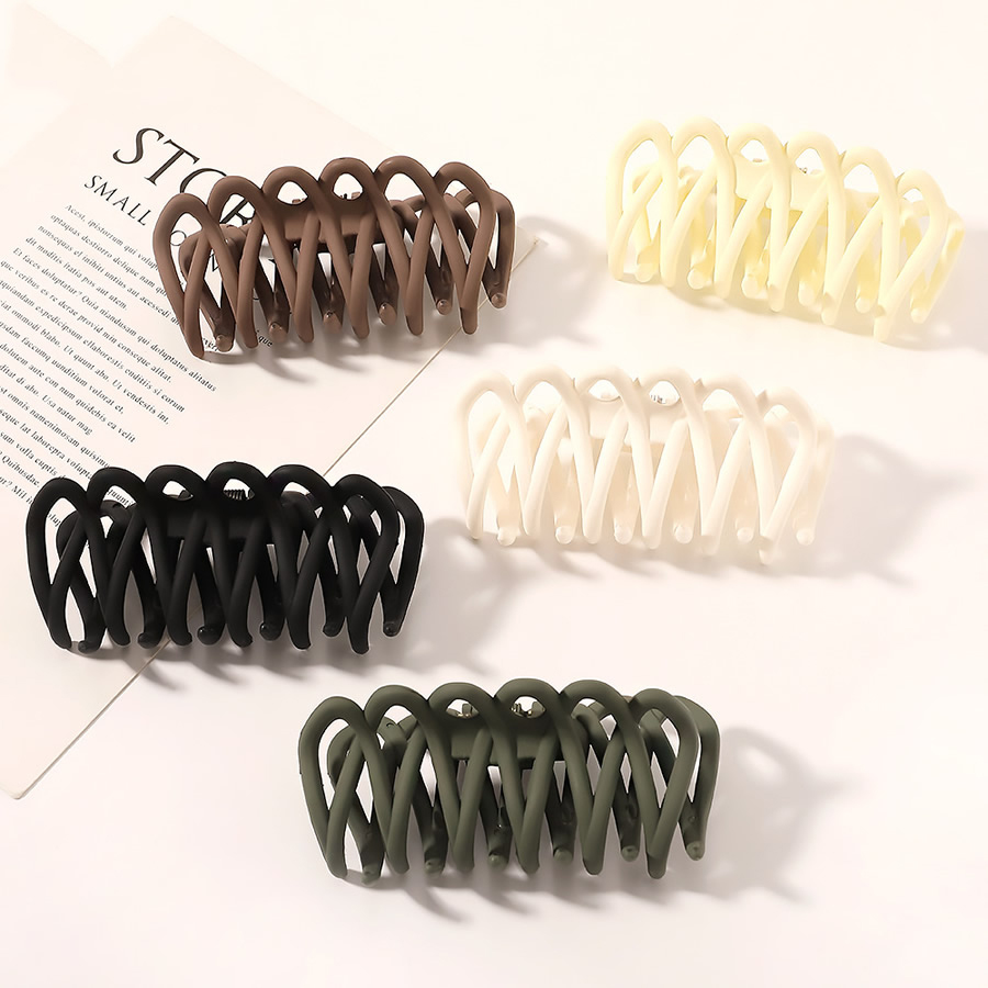 Fashion Transparent Coffee Color Fence Hollow Spray Paint Grab Clip Large,Hair Claws