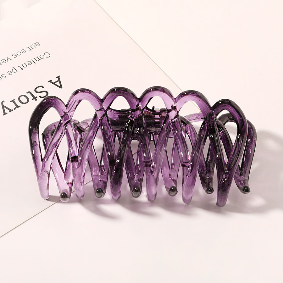 Fashion Transparent Purple Fence Hollow Spray Paint Grab Clip Large,Hair Claws