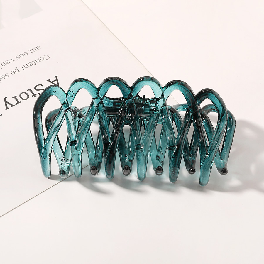 Fashion Transparent Blue Fence Hollow Spray Paint Grab Clip Large,Hair Claws